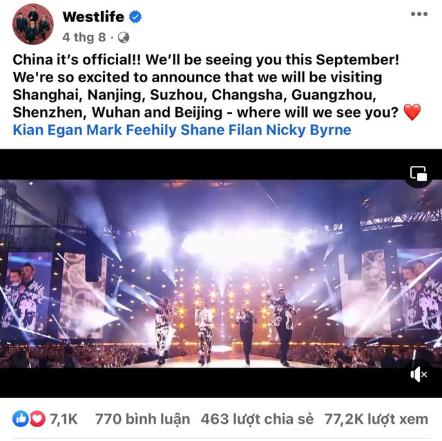 Poster thông báo Westlife tổ chức tour tại Việt Nam đạt tương tác khủng, 2 thị trường tỉ dân gộp lại cũng thua xa! - Ảnh 3.