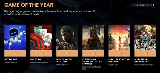 Lý do Black Myth: Wukong lọt đề cử Game of the Year nhưng "bít cửa" thắng giải- Ảnh 1. Lý do Black Myth: Wukong lọt đề cử Game of the Year nhưng "bít cửa" thắng giải- Ảnh 1.