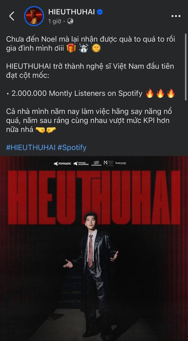 HIEUTHUHAI khoe thành tích mới cực khủng nhưng "hớ miệng" gây hiểu lầm, vội giải thích tránh drama- Ảnh 2. HIEUTHUHAI khoe thành tích mới cực khủng nhưng "hớ miệng" gây hiểu lầm, vội giải thích tránh drama- Ảnh 2.