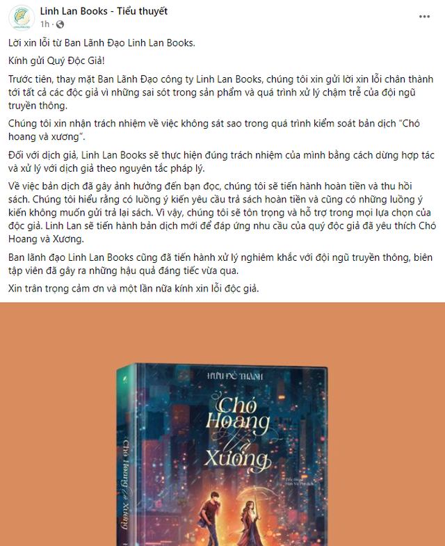 Linh Lan Books tuyên bố dừng hợp tác với dịch giả sao chép bản dịch trên mạng- Ảnh 1. Linh Lan Books tuyên bố dừng hợp tác với dịch giả sao chép bản dịch trên mạng- Ảnh 1.