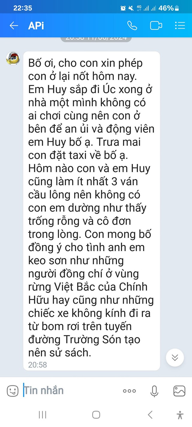 Thi lớp 10 xong nhưng Bi béo nhà Xuân Bắc vẫn chưa "thoát vai": Đọc tin nhắn xin bố đi chơi mà cười ngất- Ảnh 1.