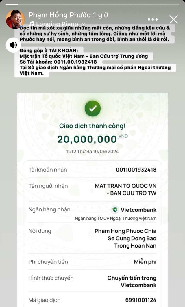 Thêm hơn 30 sao Việt đồng lòng đóng góp hàng tỷ đồng hỗ trợ bà con vùng bão lũ- Ảnh 14. Thêm hơn 30 sao Việt đồng lòng đóng góp hàng tỷ đồng hỗ trợ bà con vùng bão lũ- Ảnh 14.