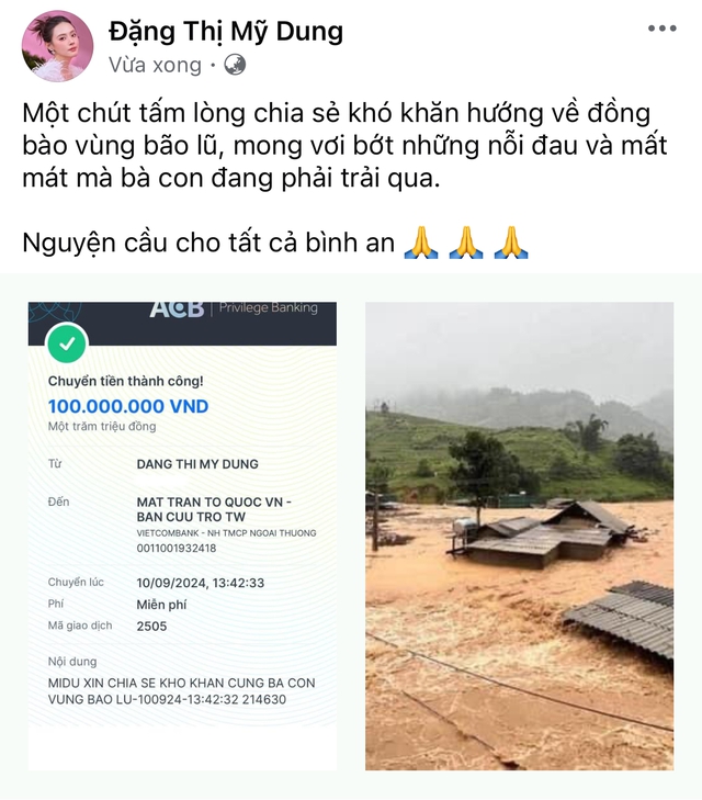 Thêm hơn 30 sao Việt đồng lòng đóng góp hàng tỷ đồng hỗ trợ bà con vùng bão lũ- Ảnh 4. Thêm hơn 30 sao Việt đồng lòng đóng góp hàng tỷ đồng hỗ trợ bà con vùng bão lũ- Ảnh 4.