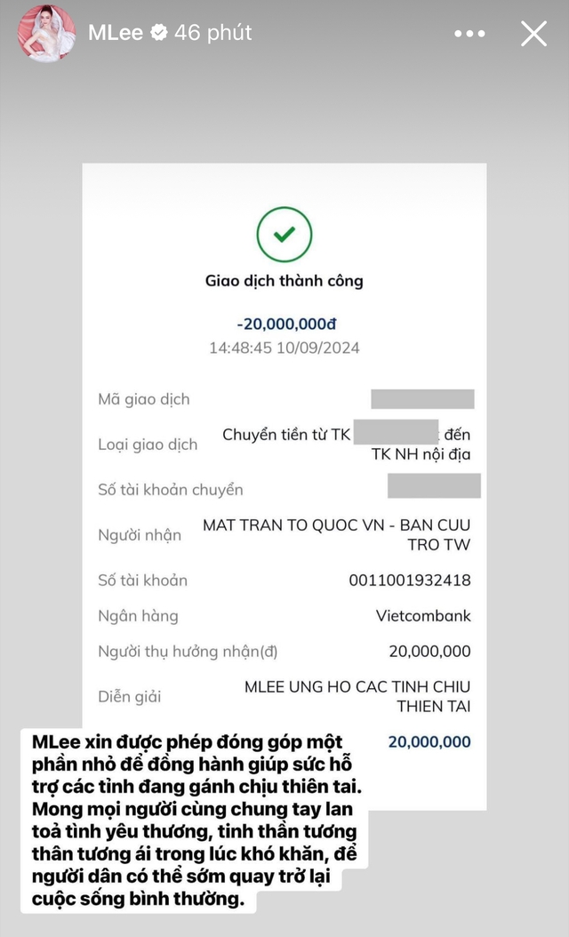Thêm hơn 30 sao Việt đồng lòng đóng góp hàng tỷ đồng hỗ trợ bà con vùng bão lũ- Ảnh 20. Thêm hơn 30 sao Việt đồng lòng đóng góp hàng tỷ đồng hỗ trợ bà con vùng bão lũ- Ảnh 20.