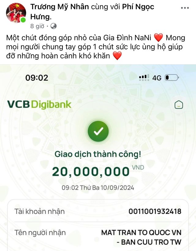 Thêm hơn 30 sao Việt đồng lòng đóng góp hàng tỷ đồng hỗ trợ bà con vùng bão lũ- Ảnh 8. Thêm hơn 30 sao Việt đồng lòng đóng góp hàng tỷ đồng hỗ trợ bà con vùng bão lũ- Ảnh 8.