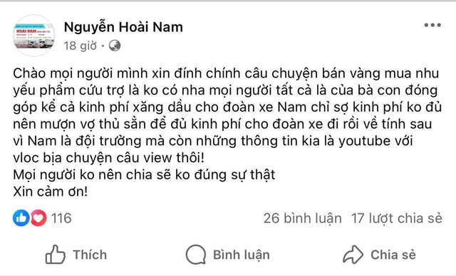 Đội trưởng xe 68 lên tiếng về thông tin "bán vàng của vợ" mua nhu yếu phẩm cứu trợ người dân vùng lũ- Ảnh 1. Đội trưởng xe 68 lên tiếng về thông tin "bán vàng của vợ" mua nhu yếu phẩm cứu trợ người dân vùng lũ- Ảnh 1.