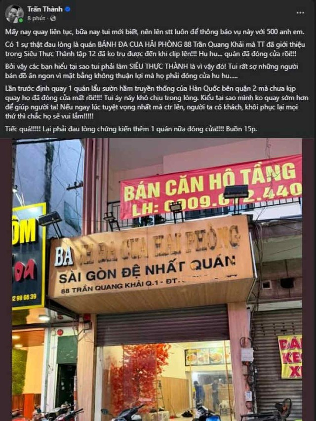 Trấn Thành áy náy: “Tại sao mình không quay sớm hơn để giúp người ta”- Ảnh 1. Trấn Thành áy náy: “Tại sao mình không quay sớm hơn để giúp người ta”- Ảnh 1.