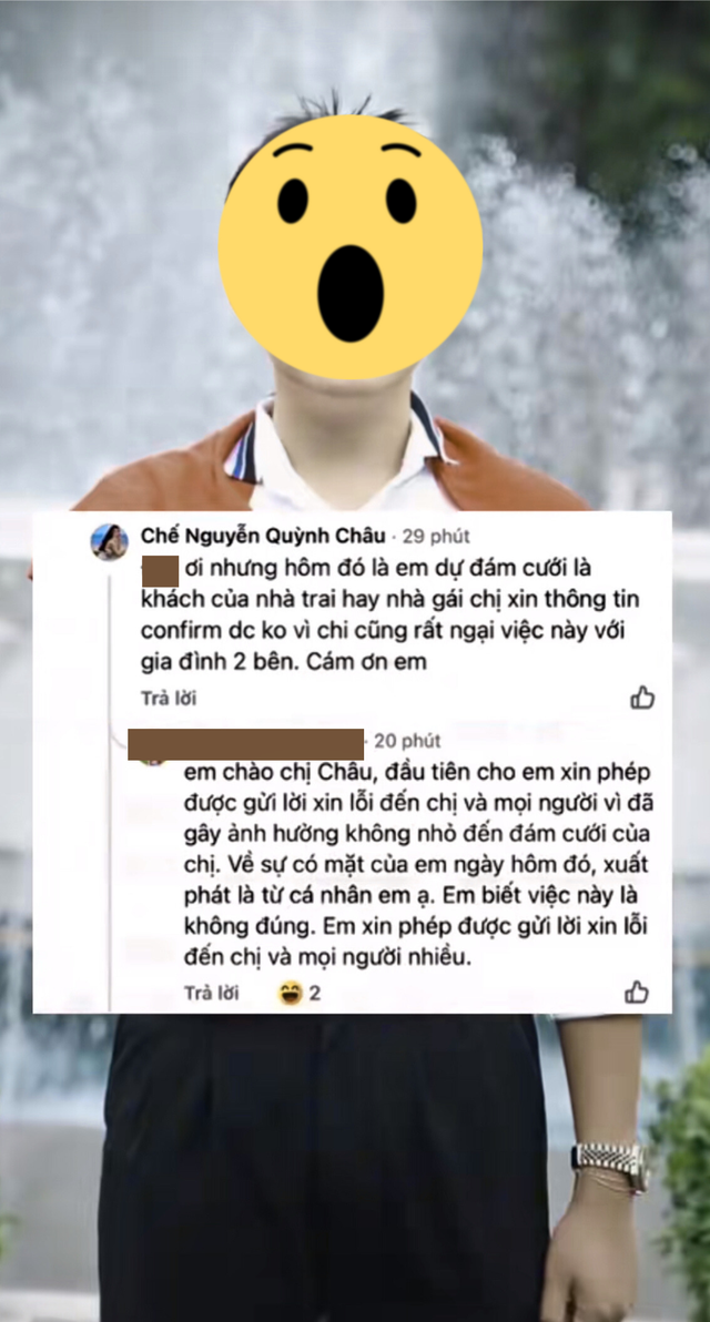 Tá hoả cảnh người lạ trà trộn vào đám cưới Quỳnh Châu, phản ứng gây sốc khi bị phát hiện "phông bạt"- Ảnh 3. Tá hoả cảnh người lạ trà trộn vào đám cưới Quỳnh Châu, phản ứng gây sốc khi bị phát hiện "phông bạt"- Ảnh 3.