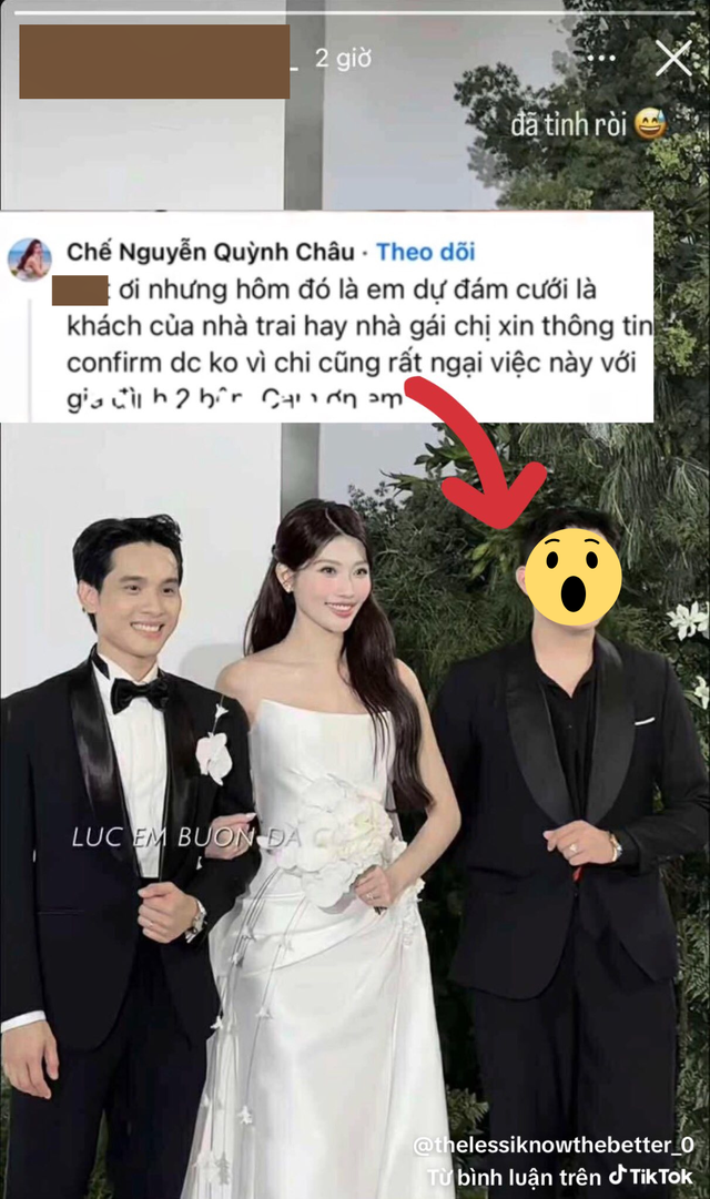 Tá hoả cảnh người lạ trà trộn vào đám cưới Quỳnh Châu, phản ứng gây sốc khi bị phát hiện "phông bạt"- Ảnh 1. Tá hoả cảnh người lạ trà trộn vào đám cưới Quỳnh Châu, phản ứng gây sốc khi bị phát hiện "phông bạt"- Ảnh 1.