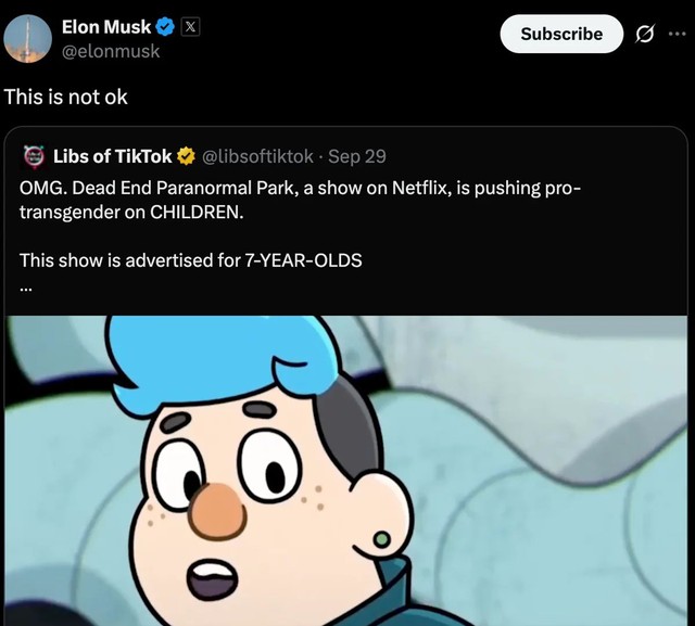 Elon Musk kêu gọi "xóa sổ" Netflix vì phim hoạt hình có chi tiết nhạy cảm cho trẻ em- Ảnh 1.