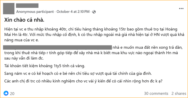 Bố mẹ thu nhập 40-45 triệu/tháng, cố mua nhà Hà Nội thì con phải bớt ăn bớt học: Khó nghĩ vô cùng!- Ảnh 2.