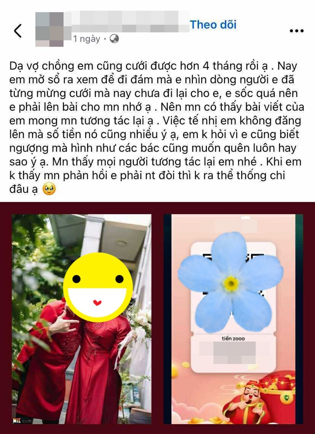 Nóng vụ cô dâu đăng mã QR "truy thu" tiền mừng cưới- Ảnh 1.