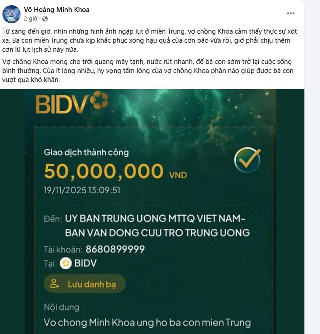 Tiền vệ tuyển Việt Nam cùng chủ tiệm vàng trích tiền mừng cưới ủng hộ miền Trung- Ảnh 1.