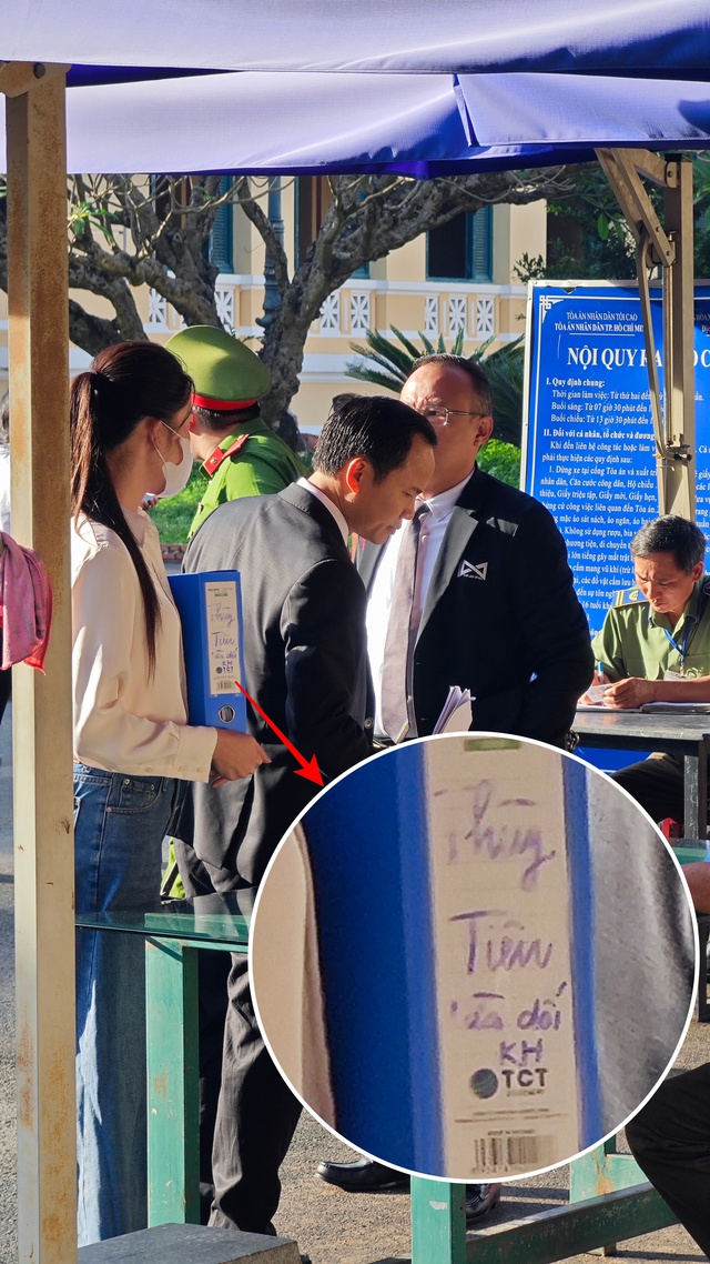 Hoa khôi Thuý Vi mang đến phiên toà xét xử Thuỳ Tiên 1 chiếc hộp, bên trên có dòng chữ cay đắng- Ảnh 2.