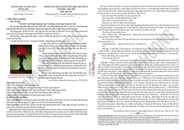 Tùng Dương vào đề thi, dọa các cháu học sinh "sẽ phải ám ảnh”- Ảnh 1.