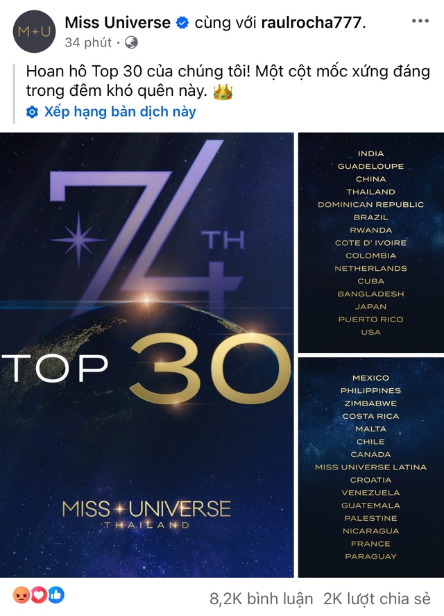 Miss Universe nhận bão phẫn nộ sau khi Hương Giang bị loại khỏi Top 30- Ảnh 1.