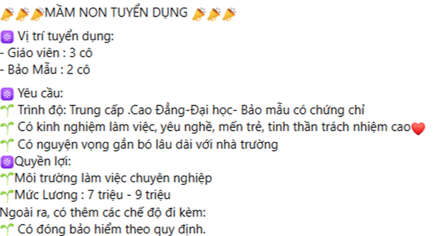 Xem tuyển dụng lương giáo viên mầm non và tạp vụ, phát hiện chi tiết "bất thường": Nhìn mà ứa nước mắt- Ảnh 1. Xem tuyển dụng lương giáo viên mầm non và tạp vụ, phát hiện chi tiết "bất thường": Nhìn mà ứa nước mắt- Ảnh 1.