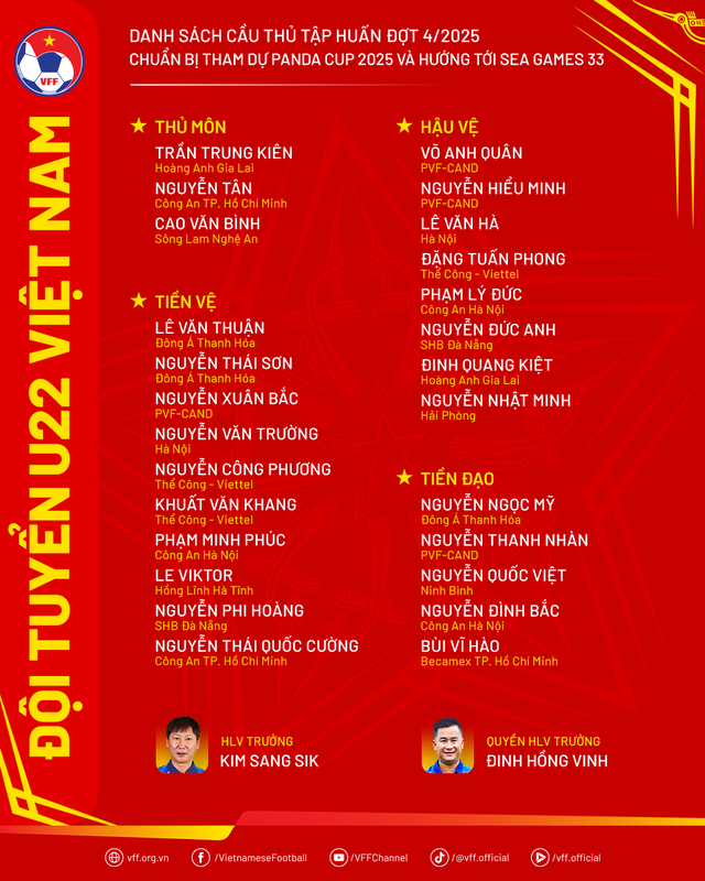 Nóng: Danh sách U22 Việt Nam SEA Games 33, sẵn sàng tranh huy chương vàng!- Ảnh 1. Nóng: Danh sách U22 Việt Nam SEA Games 33, sẵn sàng tranh huy chương vàng!- Ảnh 1.