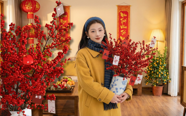 Bí kíp cắm đào đông đỏ chơi bền xuyên Tết 2026: Loài "trân châu đỏ" giúp gia chủ vượng khí, đỏ vận cả năm- Ảnh 1.