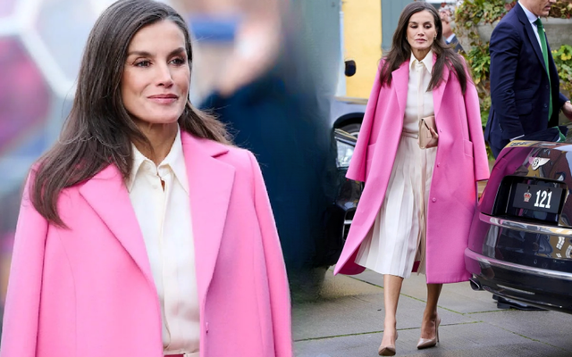 Chẳng mấy ai dám liều như Vương hậu Letizia: Mặc màu hồng sặc sỡ át vía sự u ám của mùa đông- Ảnh 1. Chẳng mấy ai dám liều như Vương hậu Letizia: Mặc màu hồng sặc sỡ át vía sự u ám của mùa đông- Ảnh 1.