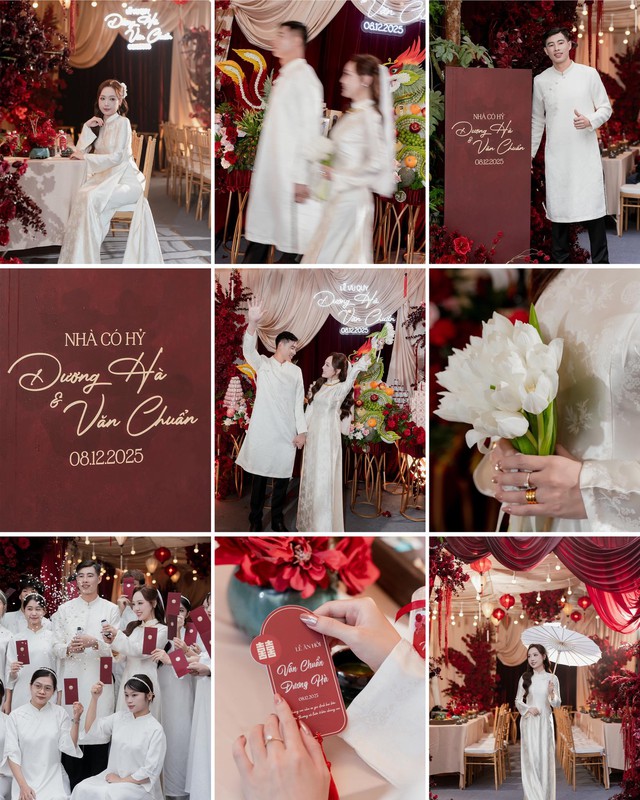 Thủ môn U23 Việt Nam làm lễ ăn hỏi thạc sĩ hơn 3 tuổi, visual cô dâu sáng bừng, chuẩn "trai tài gái giỏi"- Ảnh 1.