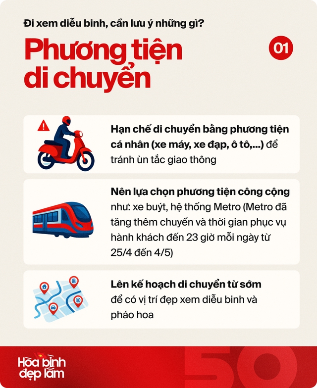 Khuyến cáo sát ngày xem diễu binh 30/4: Nên đi theo nhóm nhỏ, lưu ý thêm trang phục và vật dụng cần mang theo- Ảnh 2. Khuyến cáo sát ngày xem diễu binh 30/4: Nên đi theo nhóm nhỏ, lưu ý thêm trang phục và vật dụng cần mang theo- Ảnh 2.