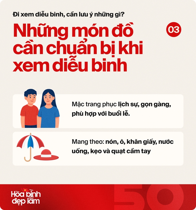 Khuyến cáo sát ngày xem diễu binh 30/4: Nên đi theo nhóm nhỏ, lưu ý thêm trang phục và vật dụng cần mang theo- Ảnh 4. Khuyến cáo sát ngày xem diễu binh 30/4: Nên đi theo nhóm nhỏ, lưu ý thêm trang phục và vật dụng cần mang theo- Ảnh 4.