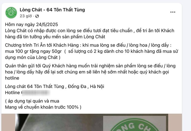 Lòng Chát rầm rộ khuyến mãi món 
