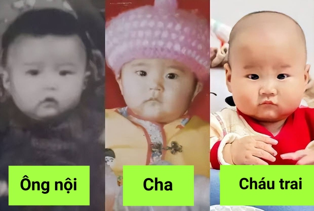Bức ảnh 3 thế hệ trong 1 gia đình có khuôn mặt giống hệt nhau khiến dân mạng thích thú: "Gen nhà nội quá mạnh!"- Ảnh 1. Bức ảnh 3 thế hệ trong 1 gia đình có khuôn mặt giống hệt nhau khiến dân mạng thích thú: "Gen nhà nội quá mạnh!"- Ảnh 1.