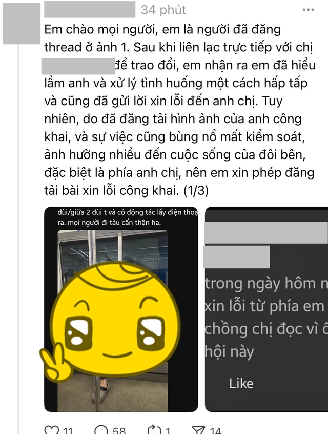Toàn cảnh nghi ngờ quấy rối ở Metro TP.HCM: Vợ người đàn ông lên tiếng, người bóc phốt xin lỗi nhưng gây phẫn nộ- Ảnh 3.