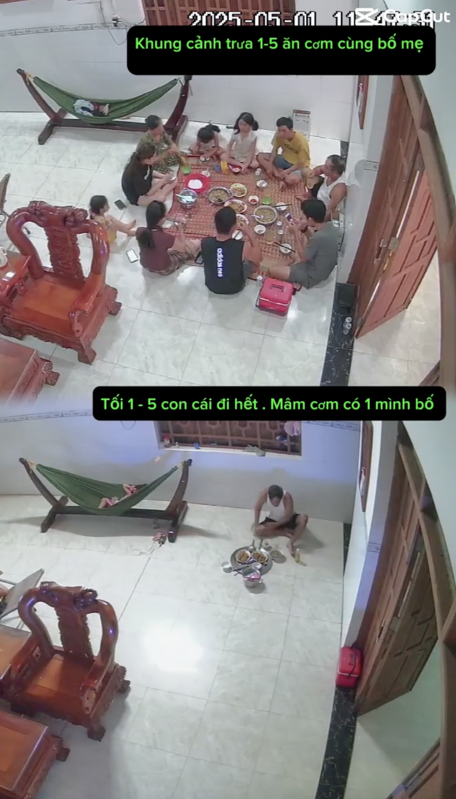 Sự đối lập trong bữa cơm của bố qua camera khiến con gái xem xong thấy bất lực, nước mắt chảy dài- Ảnh 1. Sự đối lập trong bữa cơm của bố qua camera khiến con gái xem xong thấy bất lực, nước mắt chảy dài- Ảnh 1.