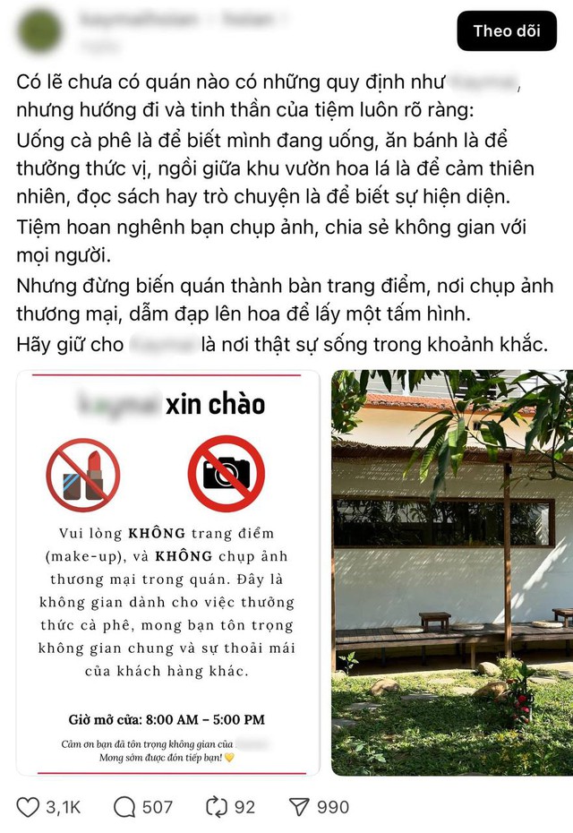 "Không trang điểm, không sống ảo": Loạt quy định lạ tại quán cà phê ở Hội An khiến dân tình dậy sóng- Ảnh 1.