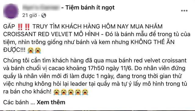 Trót bán nhầm bánh mô hình cho khách, một tiệm bánh hoảng hốt truy tìm, sẵn sàng chịu mọi trách nhiệm- Ảnh 1.