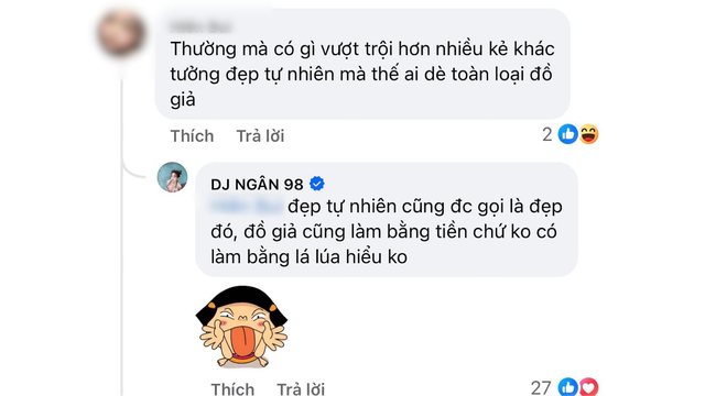 DJ Ngân 98 bị chê ngoại hình "toàn đồ giả"- Ảnh 2.