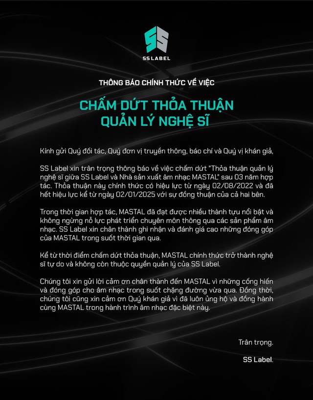 Công ty quản lý SOOBIN thông báo chấm dứt quản lý 1 nghệ sĩ- Ảnh 1.