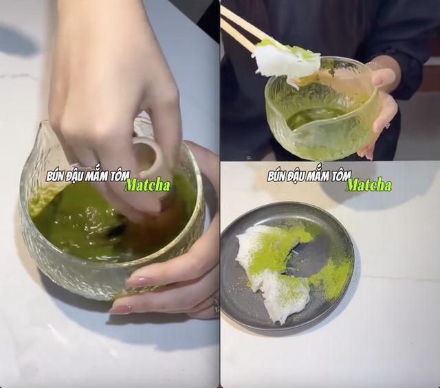 Video pha mắm tôm pha với matcha để ăn bún đậu lan truyền: Dân mạng phẫn nộ vì "làm méo mó giá trị ẩm thực"- Ảnh 1. Video pha mắm tôm pha với matcha để ăn bún đậu lan truyền: Dân mạng phẫn nộ vì "làm méo mó giá trị ẩm thực"- Ảnh 1.