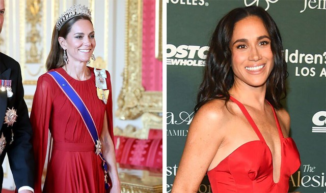 Chỉ với một chiếc váy, Vương phi Kate khiến cả thế giới nghĩ tới... Meghan Markle- Ảnh 1.