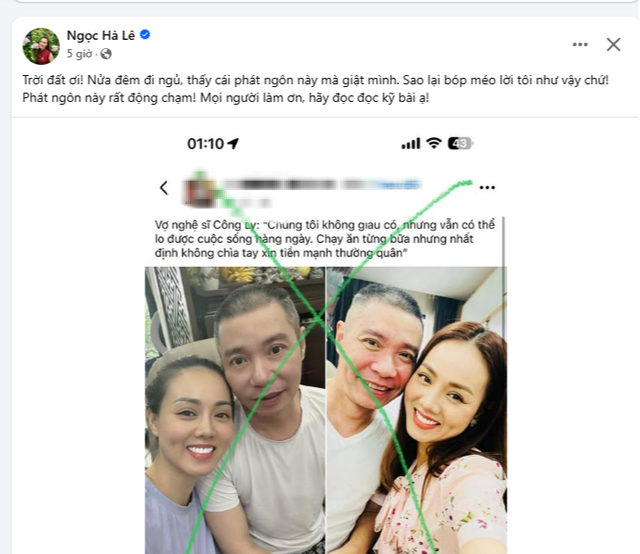 Vợ NS Công Lý đính chính gấp phát ngôn liên quan tới chuyện xin tiền mạnh thường quân- Ảnh 1.
