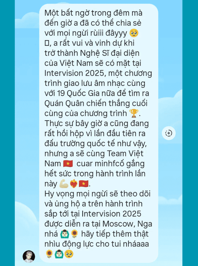 Học trò Mỹ Tâm đại diện Việt Nam tham dự cuộc thi quốc tế lớn nhất nhì 2025, netizen chúc “ra khơi” đại thắng- Ảnh 1. Học trò Mỹ Tâm đại diện Việt Nam tham dự cuộc thi quốc tế lớn nhất nhì 2025, netizen chúc “ra khơi” đại thắng- Ảnh 1.