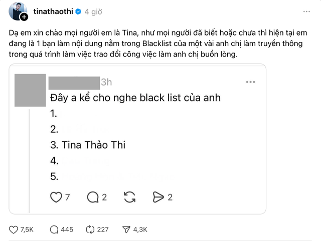 Tina Thảo Thi bị cho vào "blacklist" vì thái độ làm việc, lên tiếng xin lỗi vẫn bị bóc tiếp- Ảnh 1.