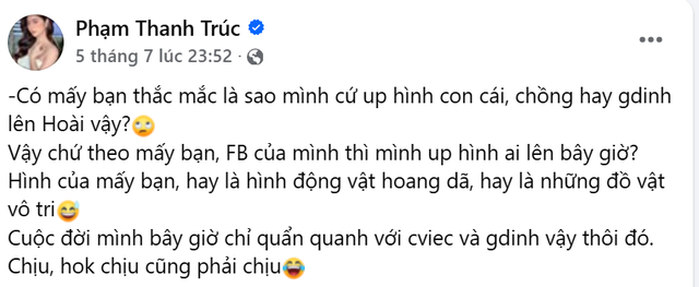 “Sao cứ đăng hình chồng con lên hoài vậy?” - Thanh Trúc đáp đúng một câu mà ai làm mẹ cũng hiểu- Ảnh 2. “Sao cứ đăng hình chồng con lên hoài vậy?” - Thanh Trúc đáp đúng một câu mà ai làm mẹ cũng hiểu- Ảnh 2.