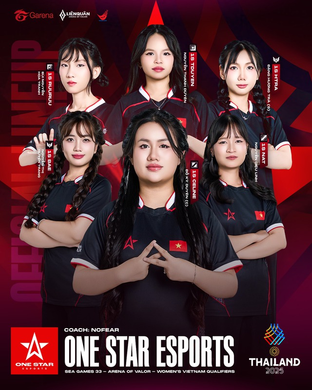 One Star Esports ghi tên vào lịch sử, trở thành đại diện Liên Quân Mobile nữ tại đấu trường SEA Games 33- Ảnh 1. One Star Esports ghi tên vào lịch sử, trở thành đại diện Liên Quân Mobile nữ tại đấu trường SEA Games 33- Ảnh 1.