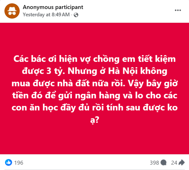 “Cái khó” của cặp vợ chồng ở Hà Nội, có 3 tỷ tiết kiệm- Ảnh 1.