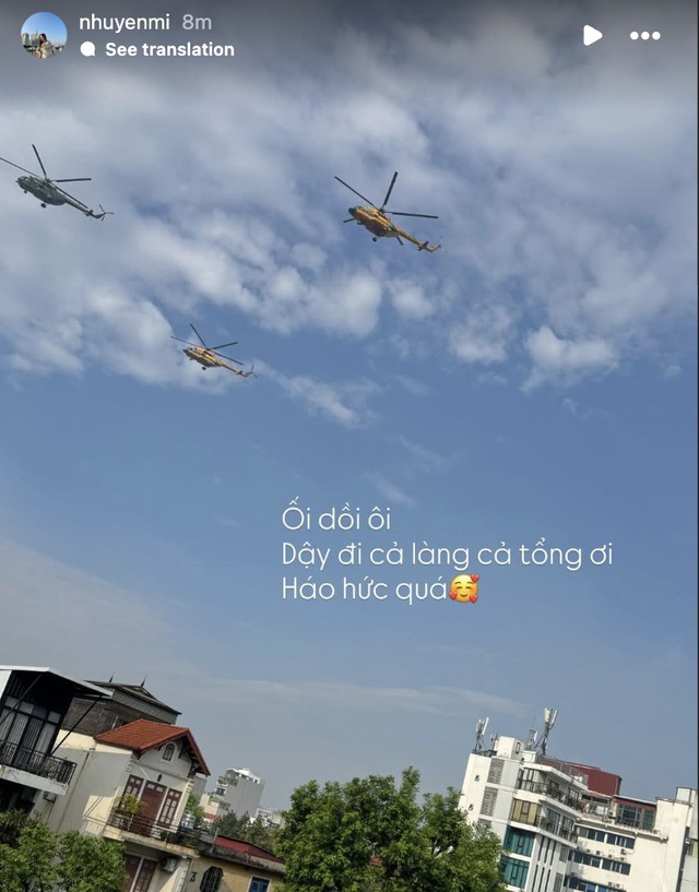 Vợ Văn Quyết háo hức khoe góc ngắm máy bay, trực thăng ngày tổng hợp luyện lần 2, tự hào quá Việt Nam ơi!- Ảnh 1.