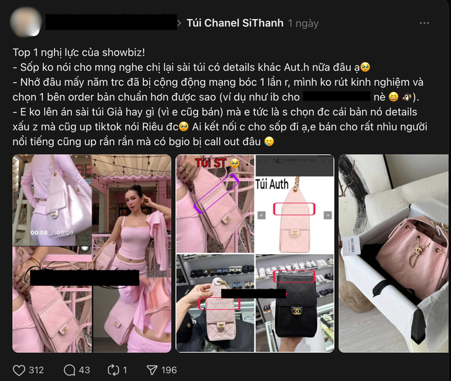 Sĩ Thanh bị shop bán hàng nhái tố dùng túi Chanel “fake hơn cả fake”- Ảnh 1. Sĩ Thanh bị shop bán hàng nhái tố dùng túi Chanel “fake hơn cả fake”- Ảnh 1.