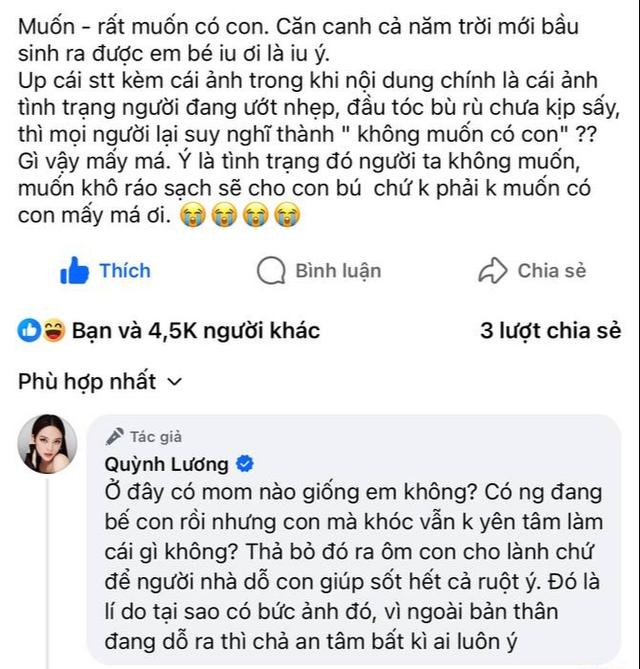 Quỳnh Lương vừa đẻ được 1 tháng đã vội lên tiếng về tin không muốn có con- Ảnh 2. Quỳnh Lương vừa đẻ được 1 tháng đã vội lên tiếng về tin không muốn có con- Ảnh 2.