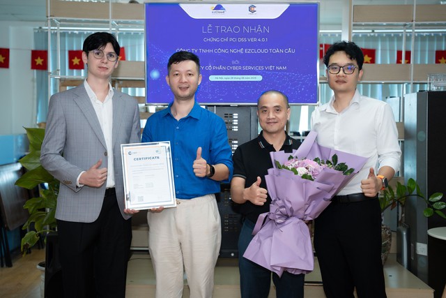 EZCLOUD nhận chứng chỉ PCI DSS VER 4.0.1 từ Cyber Services Việt Nam- Ảnh 1.