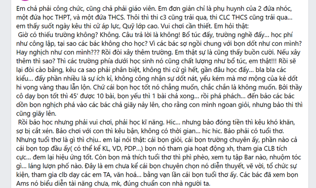 Phụ huynh Hà Nội nói: Vốn dĩ không thiếu trường, chẳng qua cha mẹ muốn con học kém vào trường top, “vàng thau lẫn lộn”- Ảnh 1. Phụ huynh Hà Nội nói: Vốn dĩ không thiếu trường, chẳng qua cha mẹ muốn con học kém vào trường top, “vàng thau lẫn lộn”- Ảnh 1.