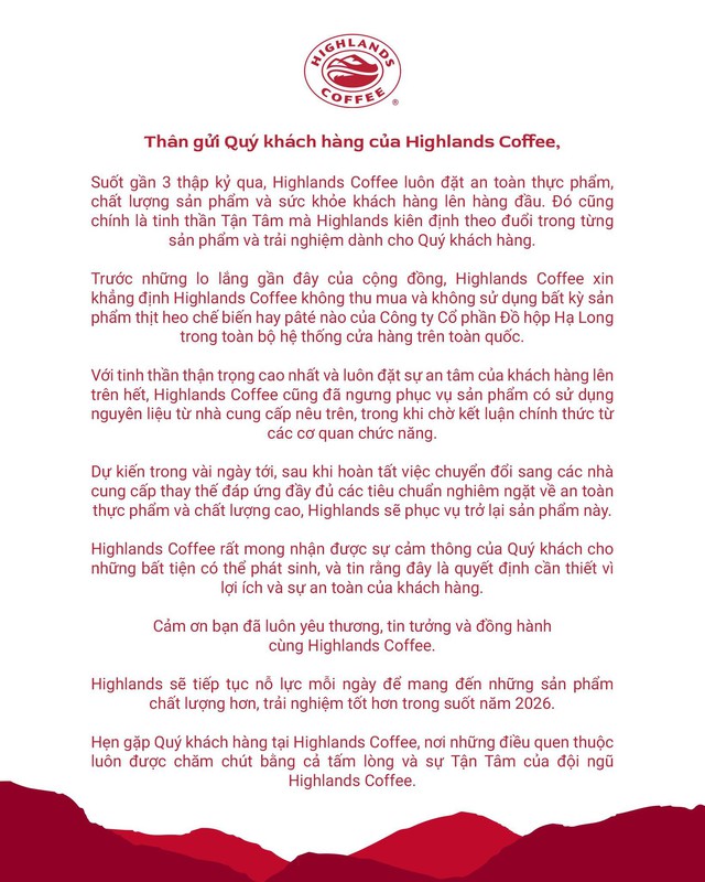 Nói không với pate, Highlands Coffee và The Coffee House nhập gì từ Đồ hộp Hạ Long và cách xử lý?- Ảnh 1.