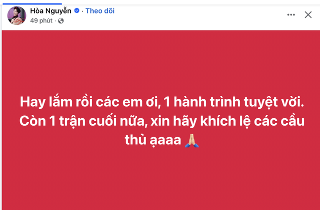 Hoà Minzy: Xin hãy khích lệ các cầu thủ U23 Việt Nam, họ mới là người buồn nhất- Ảnh 1.